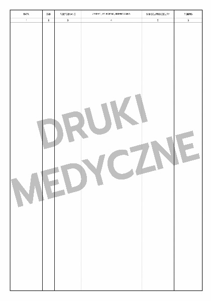 Karta pacjenta stomatologiczna A4 tabela wizyt zabiegi rozpoznanie dokumentacja dentystyczna